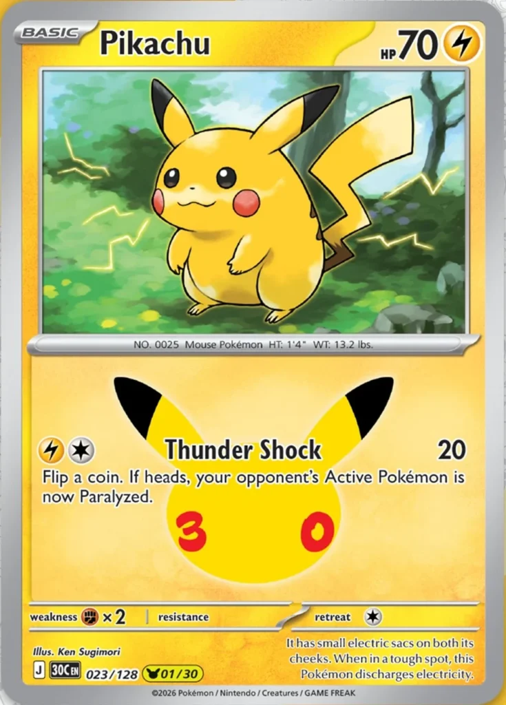 Nowe karty Pikachu z 30th Celebration